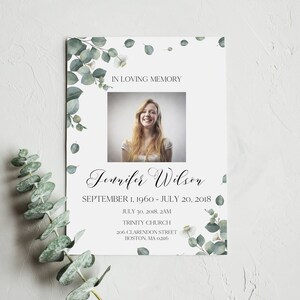 Funeral Program Template, Printable Funeral Program Template, Memorial Program Template, Funeral Card Template, Obituary Template, 7007