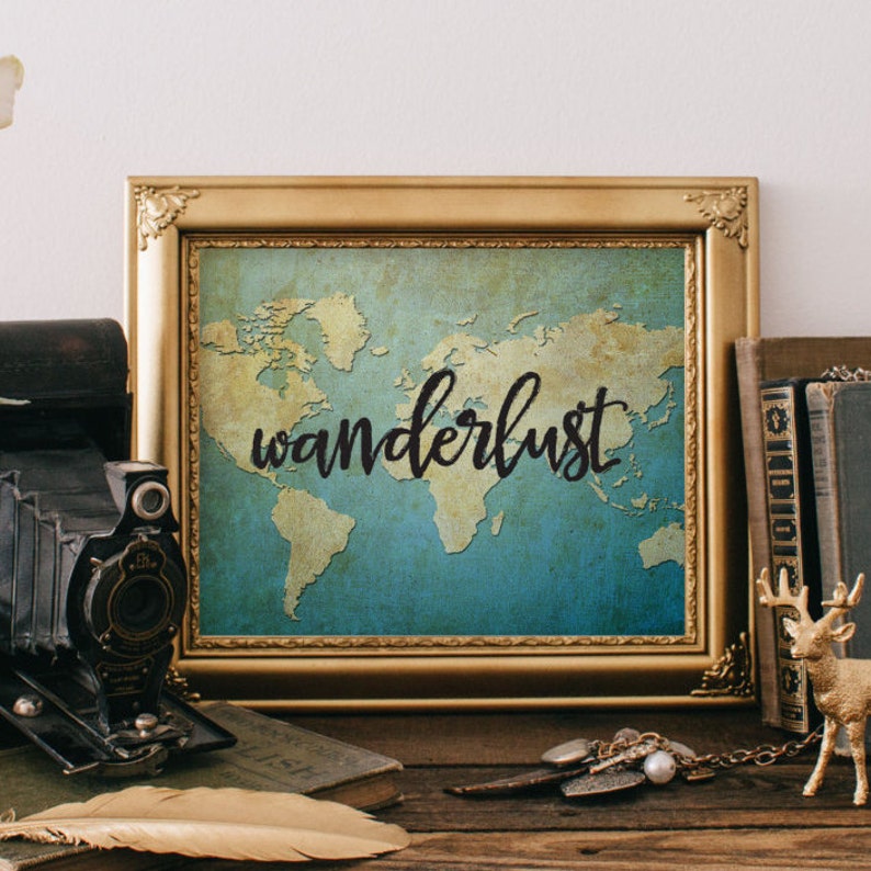 Teen Room Decor Art Print Wanderlust Print Quote Printable Etsy