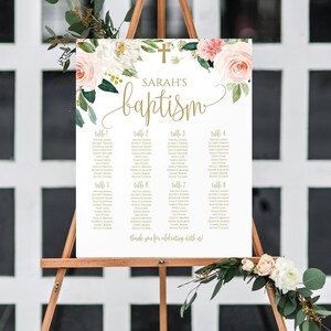 Baptism Seating Chart Template, DIY Seating Chart, Editable Seating ...