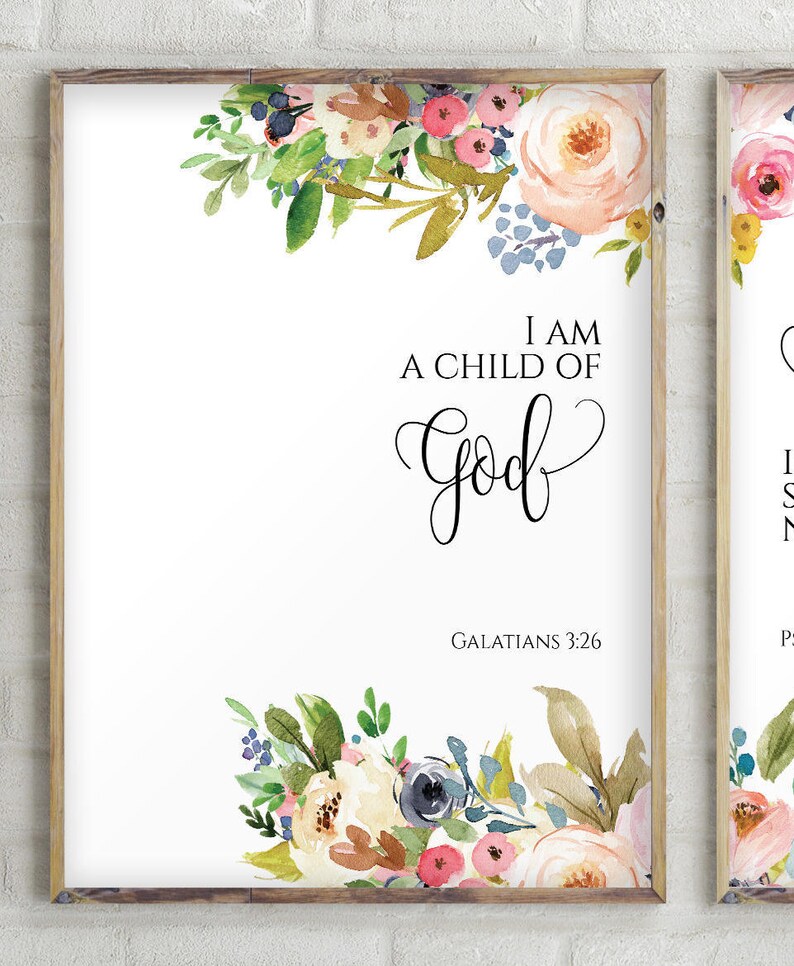 Set of 2 Prints Christian Wall Art Signs Goddaughter Gifts Etsy