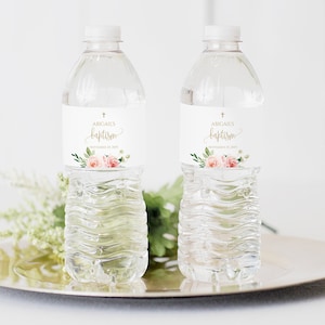 Baptism Water Bottle Label, First Communion Bottle Label, Baptism Favor, Baptism Decoration, Girl First Communion, Custom Bottle Label, 1143