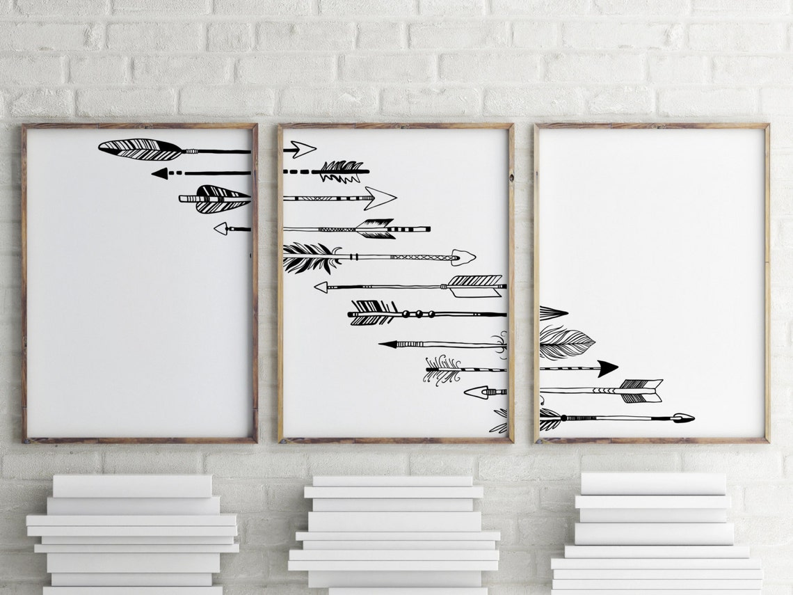 Arrow wall art Printable home decor Set of 3 prints Arrow Etsy