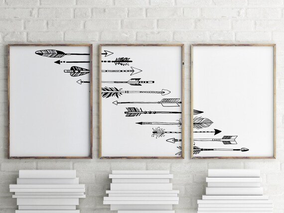 Arrow wall art Printable home decor Set of 3 prints Arrow | Etsy