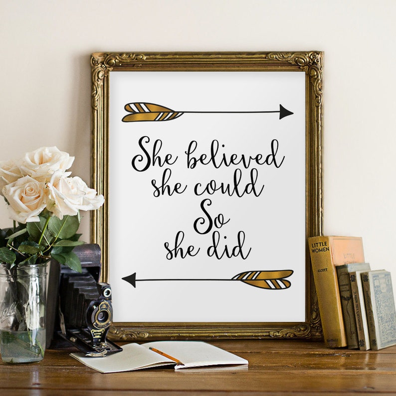 Allied Medal Hanger - 'She Believed She Could So She Did' Wall Display (30" Wide, 3 Bars)