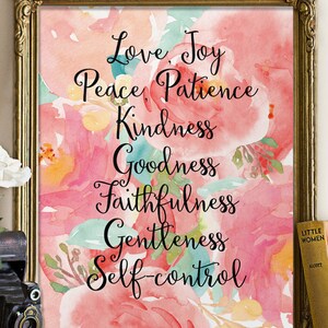 Fruit of the spirit wall art, Fruit of the Spirit, Bible verse print, Love joy peace, Galatians 5:22, Fruits of the Spirit, BD-547 image 3