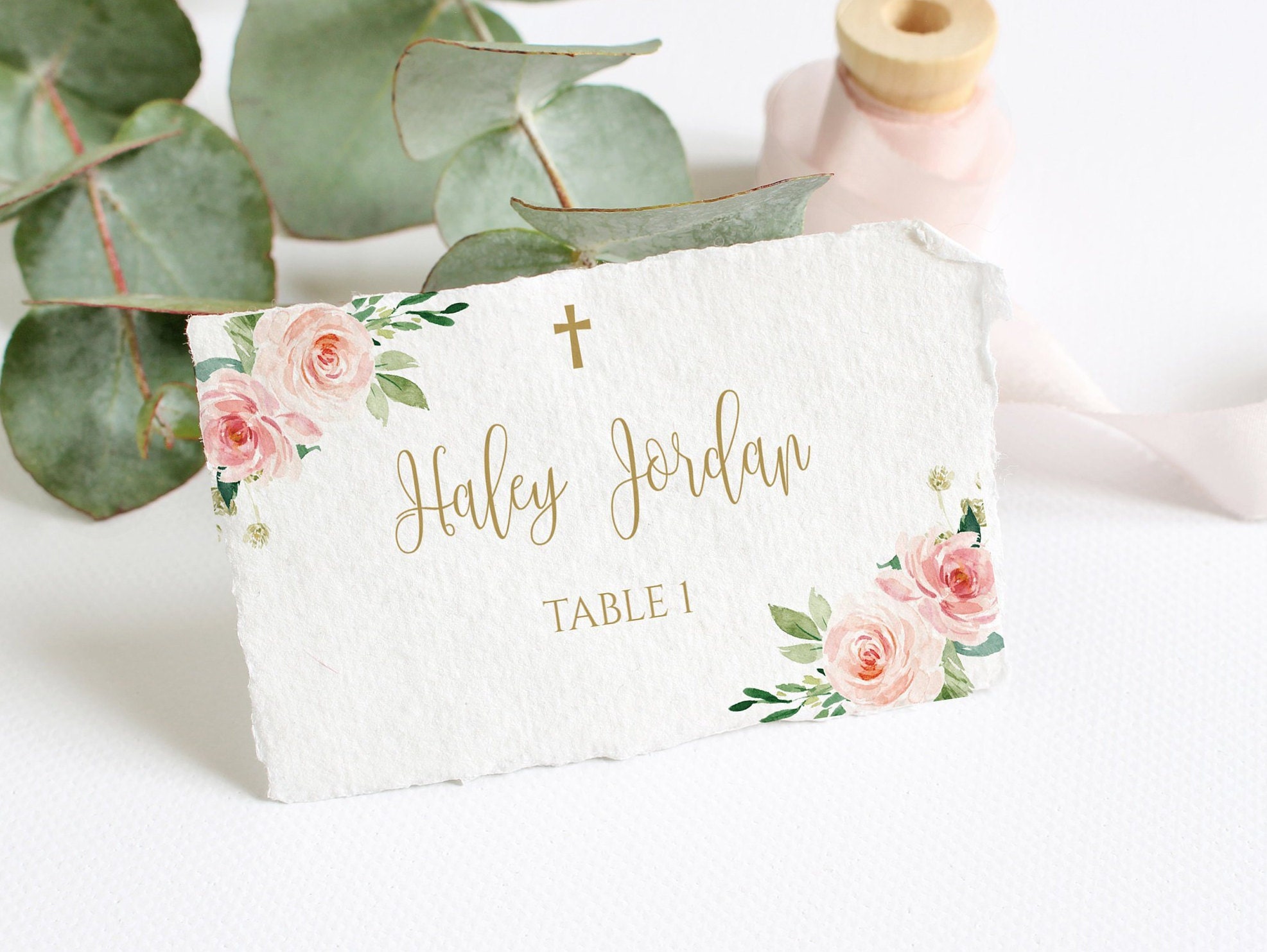 Baptism Place Cards Baptism Decoration Place Card Template Etsy