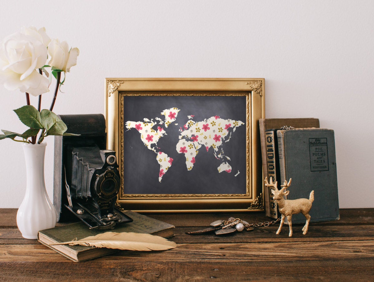 World Map Print Printable Art 8x10 Print World Map Art Etsy