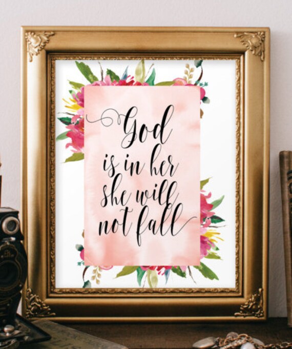 Prints Scripture art wall decor Bible verse printable God is within her ...