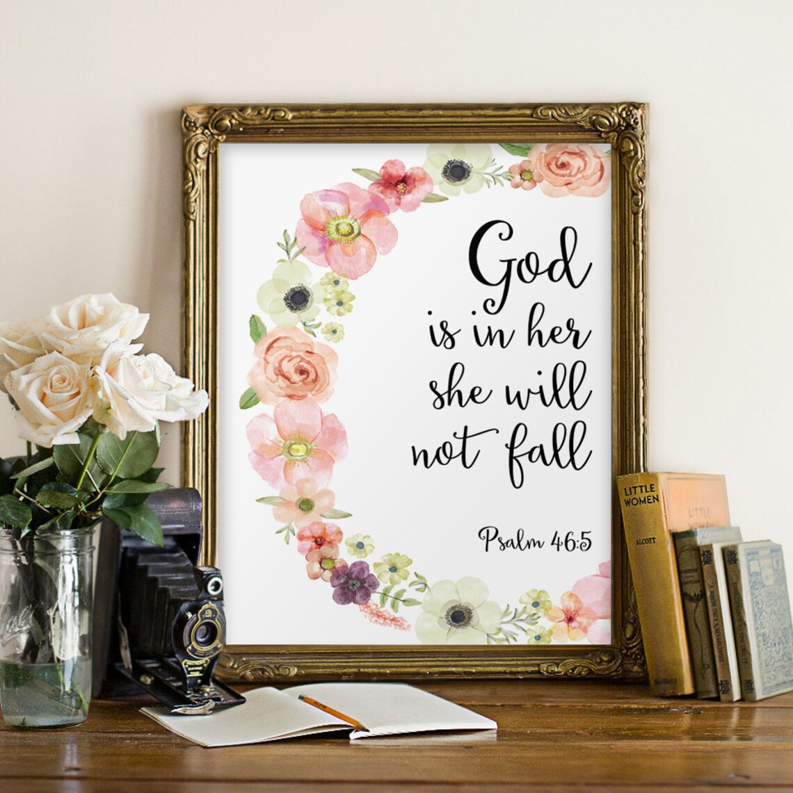 Psalm 46:5 Printable Wall Decor Bible Verses God is Within Her She Will ...