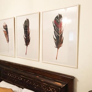Printable art, Set of 3 wall art, Feather art print, Home decor, Watercolor feather decor, Instant download, Nursery art, Digital art BD-755 image 3