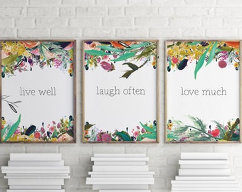 Live Laugh Love Wandkunst, Schlafzimmer Dekor, 3er Set Drucke, Wandkunst, Hochzeitsgeschenke, Schlafzimmer Wandkunst, Liebeszitat Druck Jahrestagsgeschenk BD625