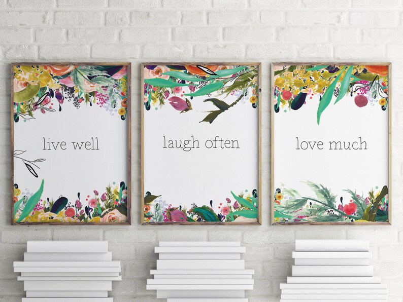 Live Laugh Love Wall Art, Bedroom decor, Set of 3 prints, Wall art, Wedding gifts, Bedroom wall art, Love quote print Anniversary gift BD625 image 1