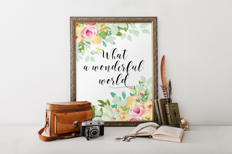 Song Lyrics Wall Art What a Wonderful World Print Typography Etsy