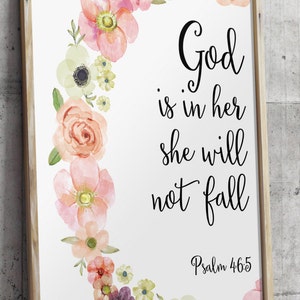 Psalm 46:5 Printable Wall Decor Bible Verses God is Within Her She Will ...