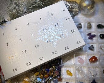 Adventskalender met kristallen en edelstenen, handgemaakt, 24 dagen vol schatten voor Kerstmis