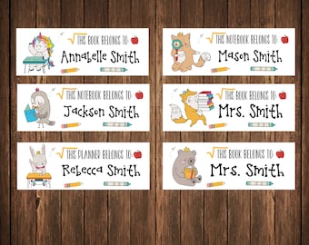School book labels | Etsy