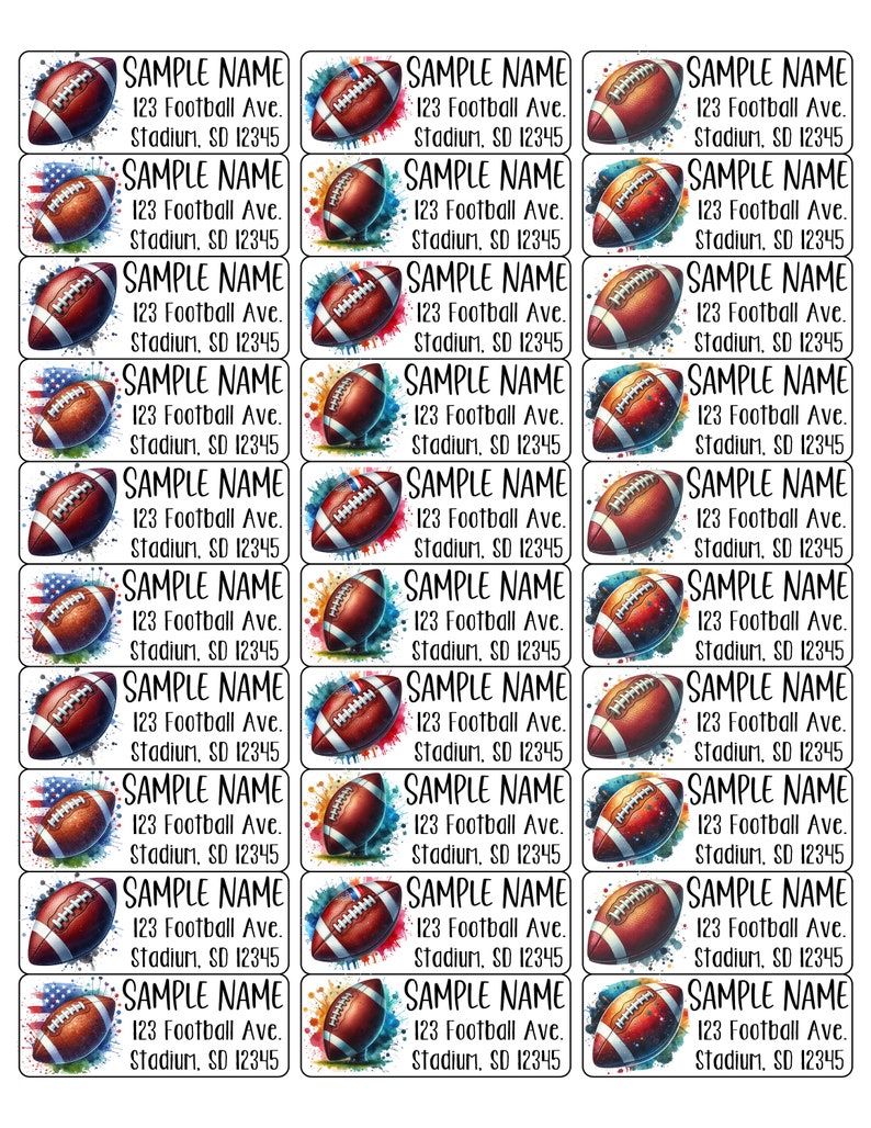 Football Address Labels, Mailing Labels - Etsy