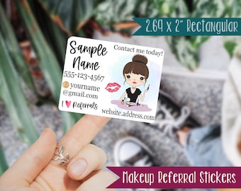 Makeup Beauty Referral Business Labels, Mailing Labels---Large Rectangular