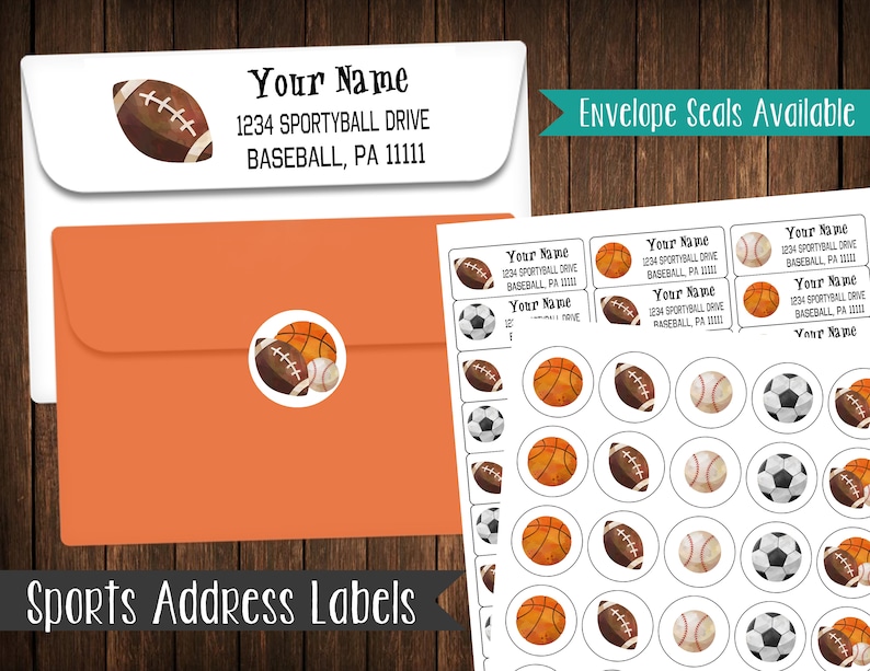 Sports Address Labels Mailing Labels Sports Themed Party Etsy