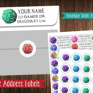 d20 Address Labels, Gamer Labels, Mailing Labels