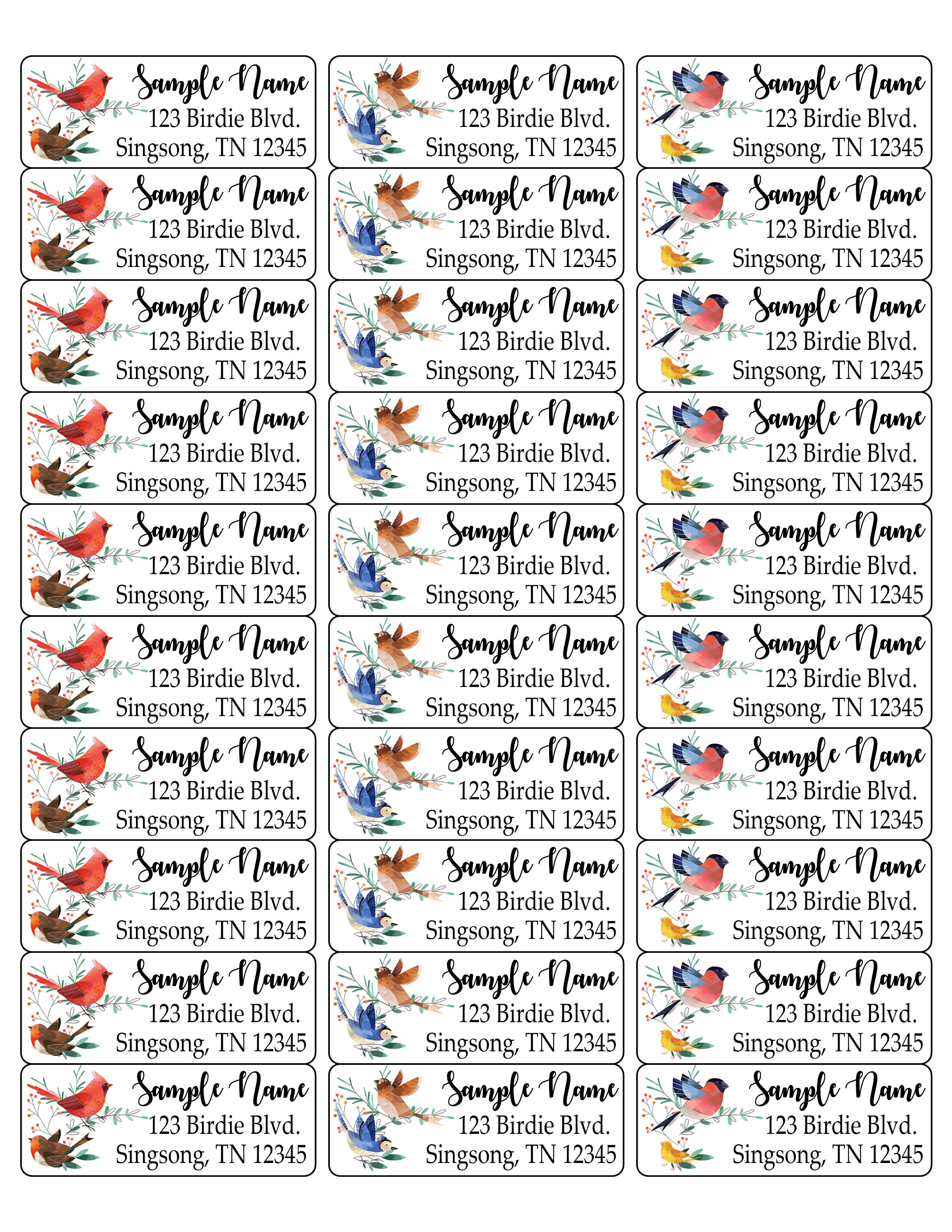 Birds Address Labels Mailing Labels Etsy UK