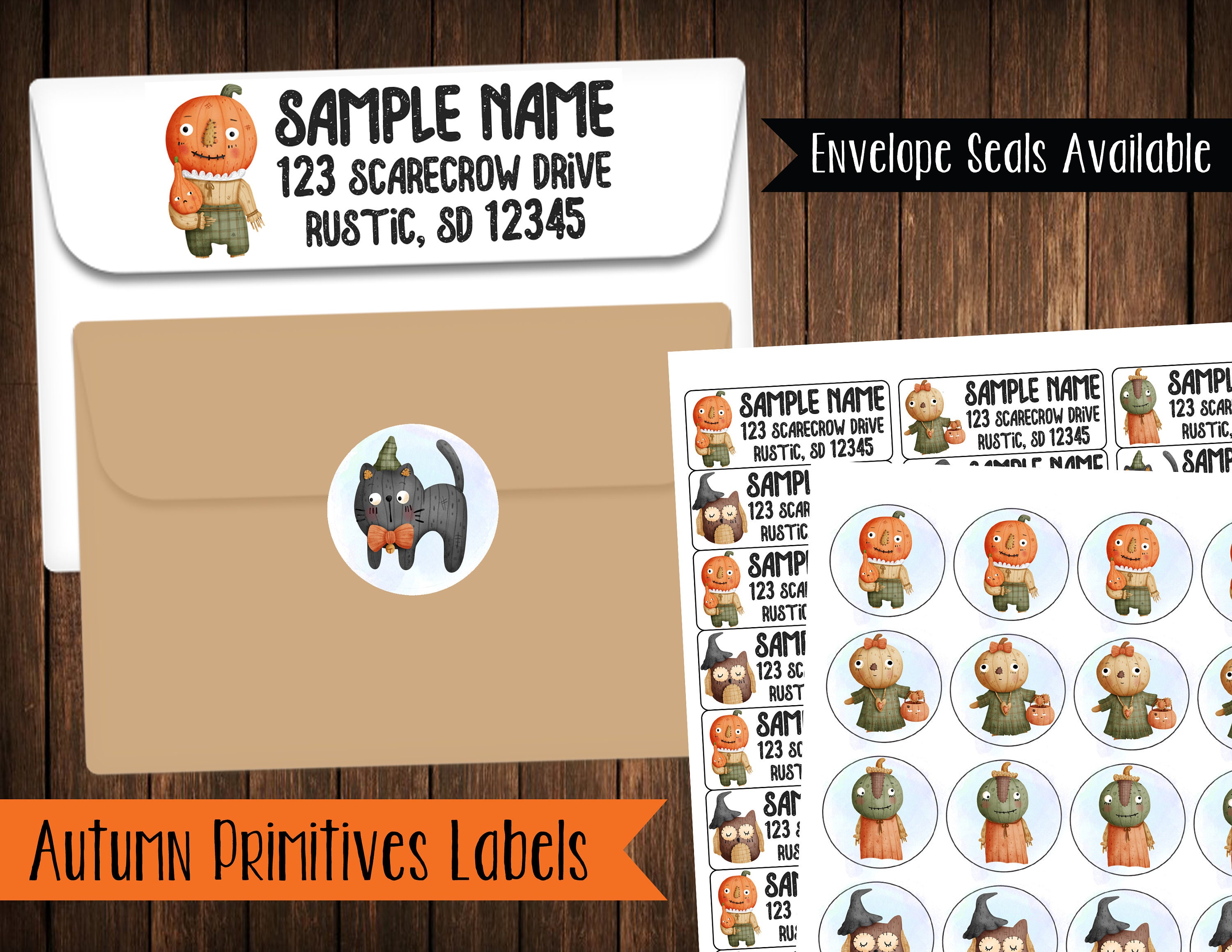 30 Personalized Primitive Country Address Labels – Premium Labels, Custom C759 Style