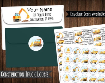 Construction Truck Address Labels, Mailing Labels