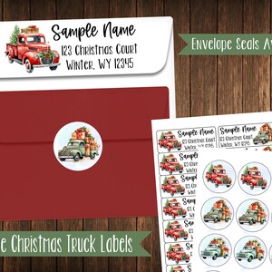 Vintage Christmas Truck Address Labels, Mailing Labels