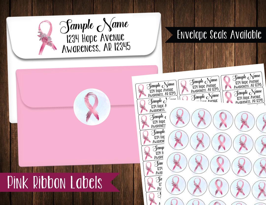 Pink Ribbon Address Labels, Mailing Labels - Etsy