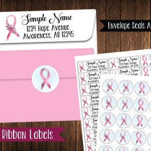 Pink Ribbon Address Labels, Mailing Labels