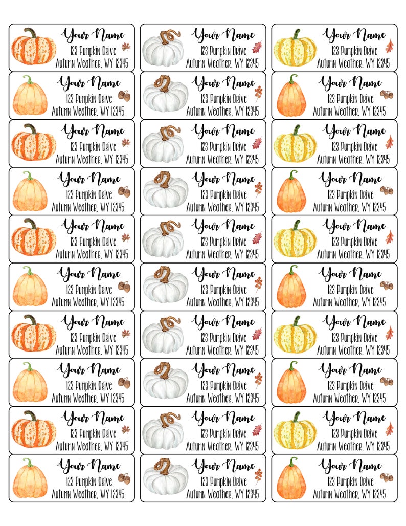 Pumpkin Address Labels Fall Address Labels Autumn Address - Etsy