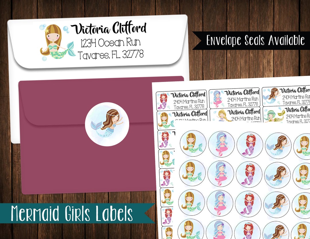 Mermaid Address Labels: Custom Under the Sea Mailing Stickers - Etsy