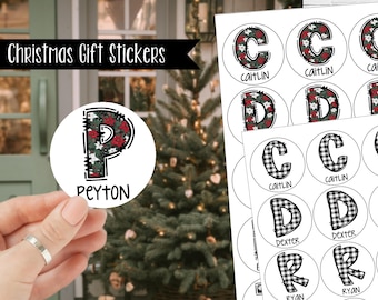 Personalized Round Name Stickers for Christmas Gifts --- One Sheet