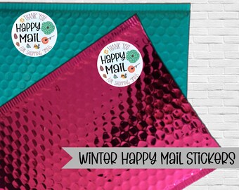 Winter Floral Happy Mail Stickers