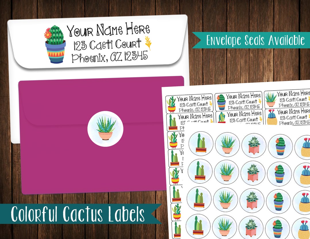 Cactus Address Labels, Mailing Labels, Cacti Labels Etsy