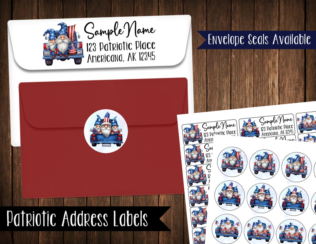 Patriotic Gnome Truck Address Labels Mailing Labels Etsy