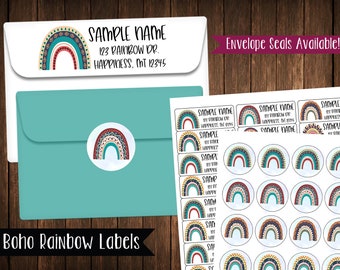 Boho Rainbow Address Labels, Mailing Labels