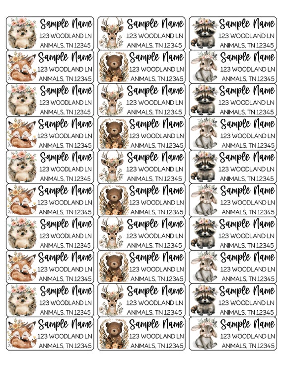 Woodland Animal Address Label