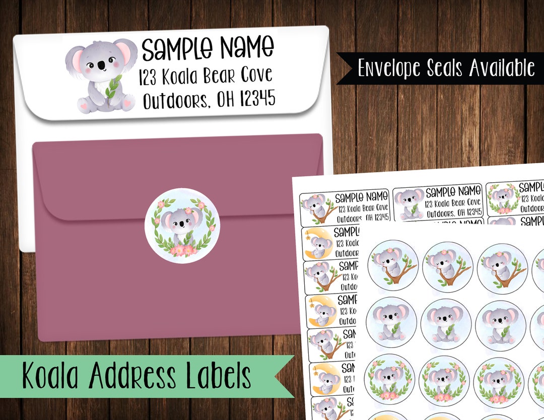 Koala Address Labels Mailing Labels Etsy