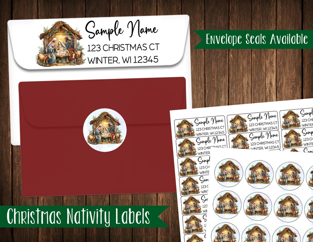 Christmas Nativity Address Labels, Mailing Labels Etsy
