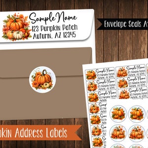 Pumpkin Address Labels, Fall Address Labels, Autumn Address Labels, Mailing Labels