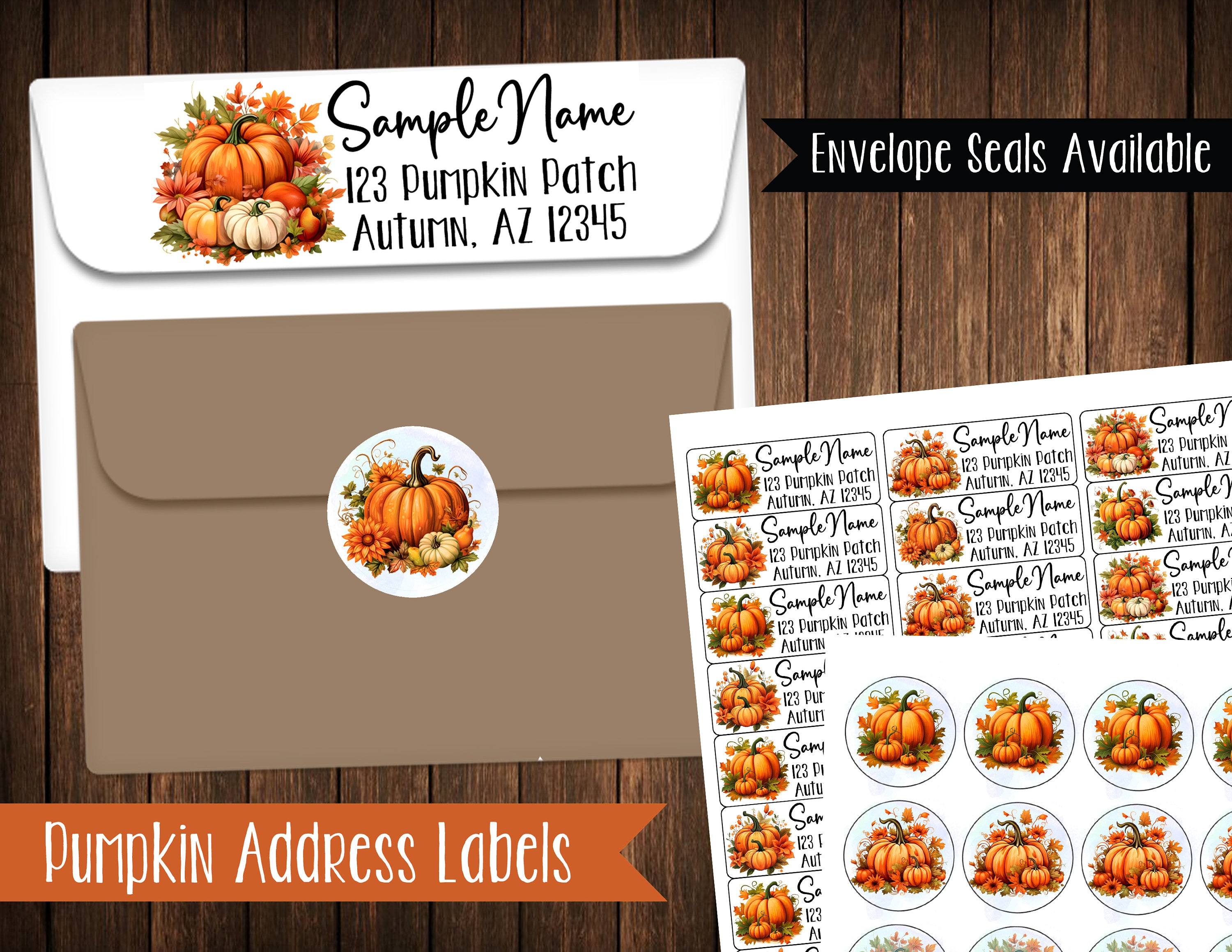 Rustic Fall Leaves Custom Return Address Labels - 90 Labels, 1.25" X 2.75", Glossy Finish