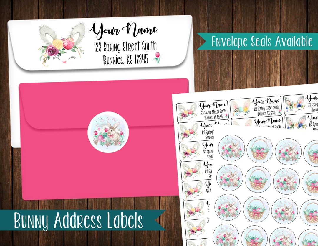 Easter Address Labels, Bunny Labels, Spring Labels Etsy