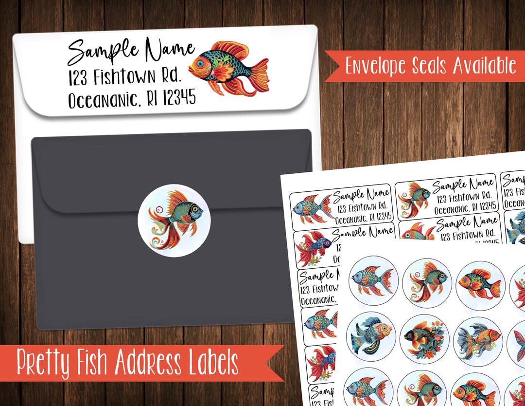 Pretty Fish Address Labels, Mailing Labels - Etsy, image size:1080x834