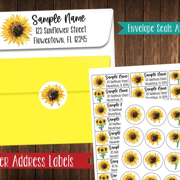 Sunflower Address Labels, Mailing Labels