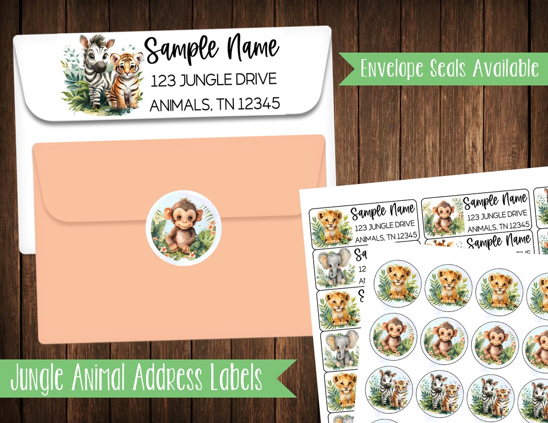 Jungle Animal Address Labels, Mailing Labels - Etsy