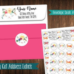 Cute Cat Address Labels, Mailing Labels