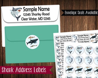 Shark Address Labels, Mailing Labels