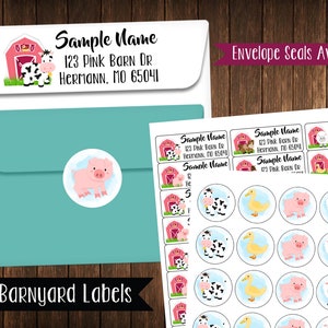 Pink Barnyard Address Labels, Mailing Labels
