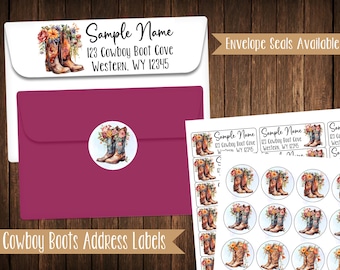 Cowboy Cowgirl Boot Address Labels, Mailing Labels